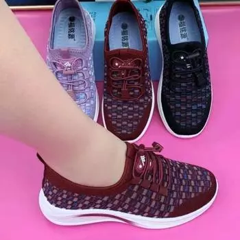 Женская прогулочная обувь из сетки, легкие кроссовки на мягкой подошве, универсальная повседневная обувь, дышащая обувь 35 чёрный