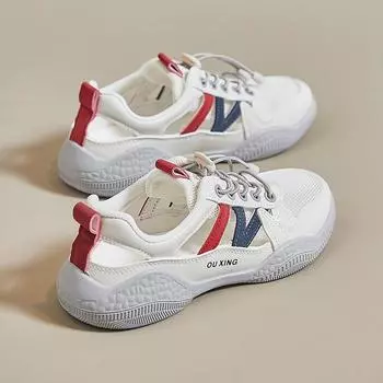 Женская прогулочная обувь Легкие спортивные нескользящие кроссовки Повседневные кроссовки с дышащей сеткой Кроссовки для тенниса Спортивная обувь на открытом воздухе 40 красный