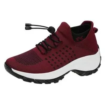 Женская прогулочная обувь, модные кроссовки-носки, дышащая удобная обувь для кормления, повседневные лоферы на платформе, нескользящая обувь 35 чёрный