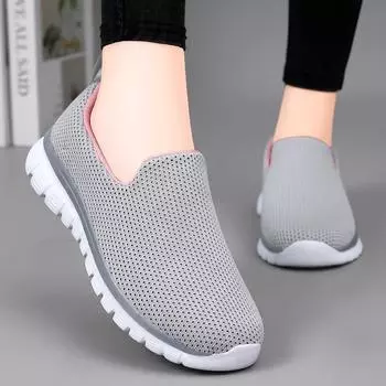 Женская прогулочная обувь. Повседневные кроссовки. Удобные мягкие вязаные лоферы без шнуровки. Рабочая обувь для медсестер. Спортивные кроссовки для тренировок. Теннисная обувь для женщин. 36