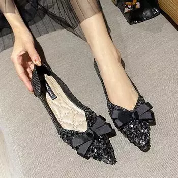 Женская прогулочная обувь с острым носком, новые универсальные женские лоферы с бантом, повседневная прогулочная обувь без шнуровки на плоской подошве, Chaussure Femme, размер 43 38 абрикосовый