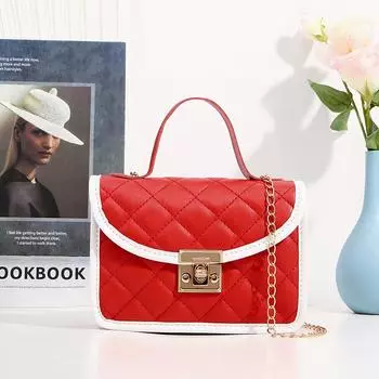 Женская простая цепочка с ромбовидной вышивкой, маленькая квадратная сумка на одно плечо, ручная сумка через плечо one size разноцветный