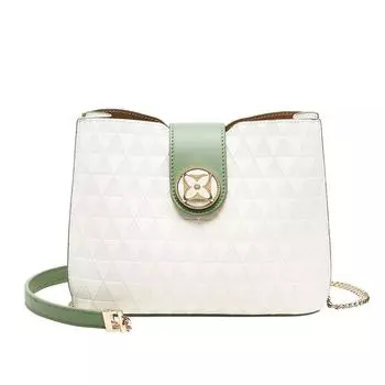 Женская простая кожаная сумка с атмосферной цепочкой. Женская весна/лето 2023. Новая трендовая сумка-ведро через плечо на одно плечо. M