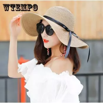 Женская простая модная однотонная соломенная шляпа с плоскими полями, подходит для поездок на природу, отдыха на морском пляже, летний подарок для защиты от солнца one size хаки