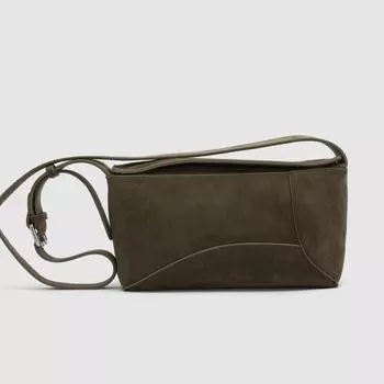 Женская простая модная замшевая сумка через плечо коричнево-зеленого цвета длиной 31 см, шириной 13 см и высотой 17 см. коричневый