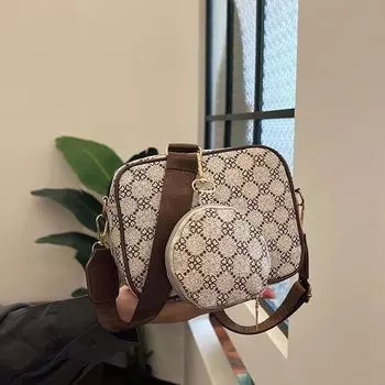 Женская простая повседневная сумка через плечо в стиле ретро, модная диагональная крестообразная маленькая квадратная сумка большой вместимости для матери и ребенка 19.5x7.5x15.5cm хаки