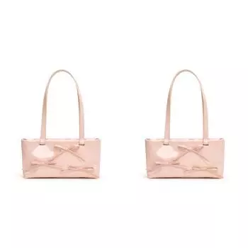 Женская простая сумка через плечо из искусственной кожи с бантом для путешествий на открытом воздухе (розовый)