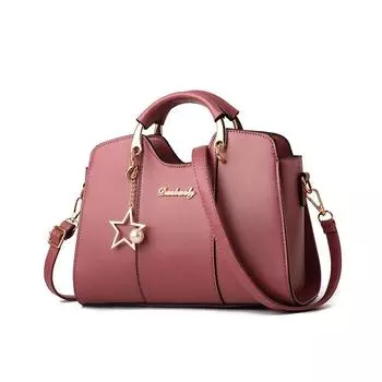 Женская простая сумка через плечо, новая стильная хорошая текстура, подвеска с пятиконечной звездой бордовый