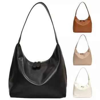 Женская простая сумка на плечо, однотонная универсальная сумка для подмышек, большая вместительная минималистичная сумка на плечо, повседневная сумка для женщин белый