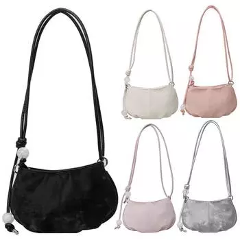 Женская простая сумка-тоут, большая вместительная сумка из искусственной кожи под мышками, повседневная сумка-клатч на молнии с жемчугом для путешествий на открытом воздухе слоновая кость