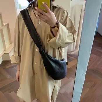 Женская простая сумка-тоут на молнии, сумка через плечо в форме полумесяца, сумка-хобо с круассаном, большая вместительная сумка из искусственной кожи для путешествий на открытом воздухе бежевый