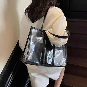 Женская прозрачная пляжная сумка водонепроницаемая большая емкость для отдыха на природе пикник у бассейна