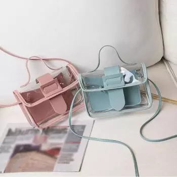 Женская прозрачная сумка, маленькая квадратная сумка, индивидуальная большая сумка на плечо с пряжкой, женская сумка через плечо, женская прозрачная сумка розовый