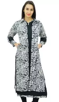 Женская прямая блузка Bimba Kurta с вискозным жакетом Дизайнерская туника 10 белый