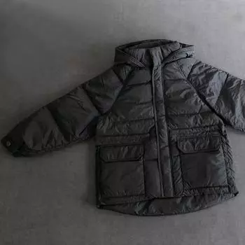 Женская прямая свободная куртка с капюшоном, средней и длинной длины, с рукавами, тканью, устойчивой к складкам, с внутренней завязкой на талии S чёрный