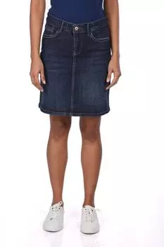 Женская прямая узкая джинсовая юбка темно-синяя