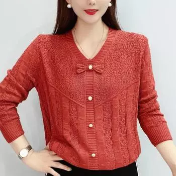 Женская пряжка в национальном стиле с длинными рукавами, свободная рубашка на весну и осень, топ-пуловер one size белый