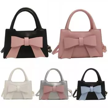 Женская ПУ сумка-мессенджер с бантом, стильная, большая вместимость, элегантная, регулируемый ремень, дизайнерские маленькие сумки, дорожная сумка-слинг чёрный