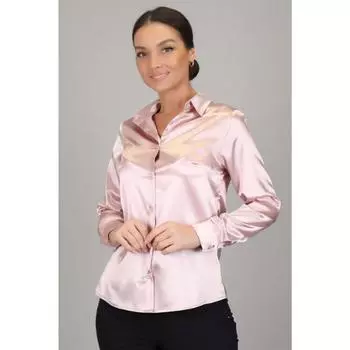 Женская пудрово-розовая атласная домашняя одежда из лайкры с длинными рукавами, рубашка высокого качества