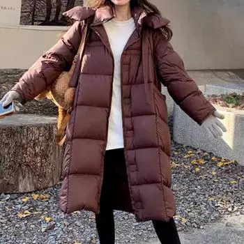 Женская пуховая куртка Maillard с капюшоном, средняя и длинная, пуховая куртка из хлопка, женская зимняя куртка 2024 года, новый дизайн, модное уличное утепленное пальто S 85-120