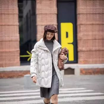 Женская пуховая куртка прямая трансляция зимой 2024 года пуховик 90 новый национальный стандарт, куртка на гусином пуху, прошедшая проверку S серый