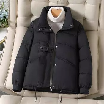 Женская пуховая куртка с хлопковой подкладкой, дизайнерская, с темпераментом, женская зимняя парка, высококачественное удобное женское пальто XXXL чёрный