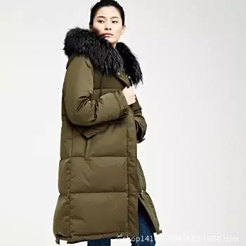 Женская пуховая куртка зимняя новая пуховая куртка женская средняя и длинная женская пуховая куртка супер толстая енотовая шерсть белая гусиная пуховая куртка S сине серый