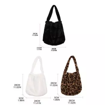 Женская пушистая большая сумка, большая милая плюшевая сумка на плечо, модная женская пушистая сумочка 1 чёрный