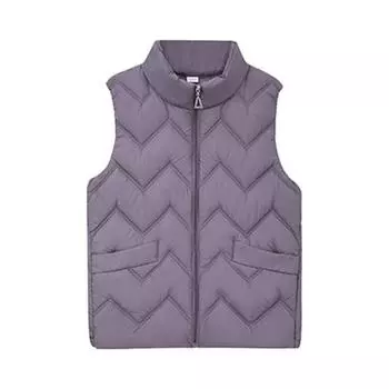 Женская пушистая хлопковая жилетка-куртка, однотонная, свободная, повседневная, стеганая, воротник-стойка, легкая, застежка-молния, карманы, универсальная верхняя одежда 5XL фиолетовый