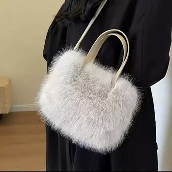 Женская пушистая сумка через плечо, мягкая плюшевая сумочка, регулируемый ремешок, клатч, кошелек, модная женская дорожная сумка для вечеринок покинуть белый
