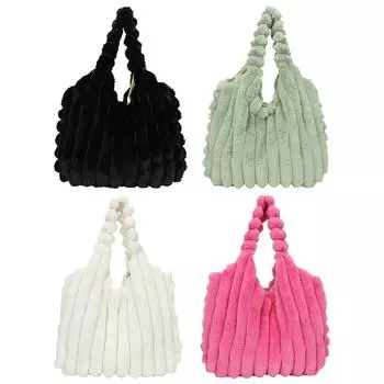 Женская пушистая сумка на плечо, нечеткая мягкая сумка, модная повседневная однотонная пушистая сумка-клатч, зимняя милая сумка для подмышек, кошелек 2023 чёрный