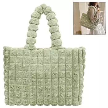 Женская пушистая сумка на плечо, однотонная меховая сумка на плечо, большая вместительная сумка из искусственного меха, мягкая простая сумка с верхней ручкой розовый