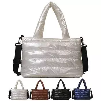 Женская пышная сумка, легкая мягкая сумка через плечо, большая вместительная сумка через плечо на молнии, универсальная повседневная зимняя дорожная сумка чёрный