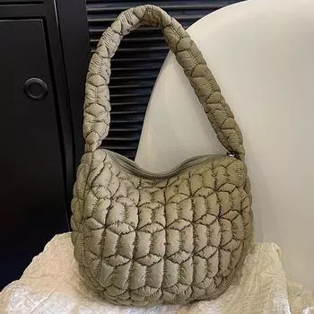 Женская пышная сумка на плечо, большая вместительная стеганая сумка в форме полумесяца, шикарная сумка под подмышками, повседневная женская сумка для свиданий фиолетовый