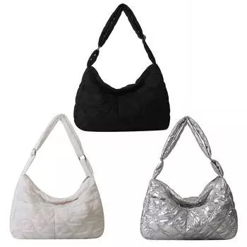 Женская пышная сумка-тоут с регулируемым ремешком, мягкие нейлоновые боковые сумки большой вместимости, стеганые большие сумки NewTrend, однотонная сумка