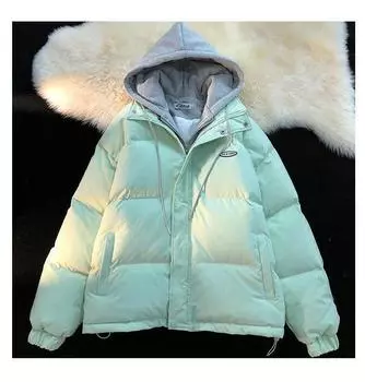 Женская японская поддельная двухкомпонентная толстовка с капюшоном, свободное пальто, толстая куртка, теплая женская одежда S зелёный