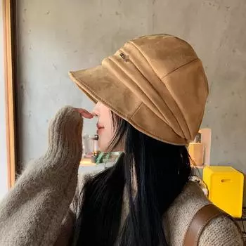 Женская японская шляпа-ведро для похудения лица, корейский модный многослойный и утолщенный ветрозащитный берет