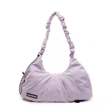 Женская японская сумка, плиссированная однотонная сумка-мешок для пельменей. розовый