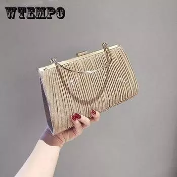 Женская яркая сумка для ужина, плиссированная сумка на цепочке, элегантная однотонная сумка на одно плечо, сумка-мессенджер для вечеринки 25*15cm дубильная кора