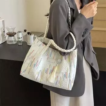 Женская рабочая холщовая сумка на одно плечо, сумка через плечо, большая вместительная повседневная сумка