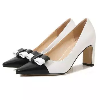 Женская рабочая обувь больших размеров на высоком каблуке для офиса, новый темперамент, каблук 7,5 см WZ 35 чёрный