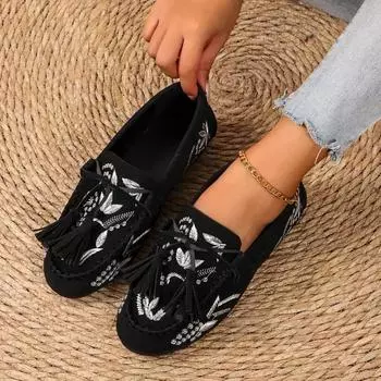 Женская рабочая обувь, удобная для работы, осень 2024, повседневная и универсальная женская обувь на плоской подошве, легкие и дышащие туфли-лоферы 36 чёрный