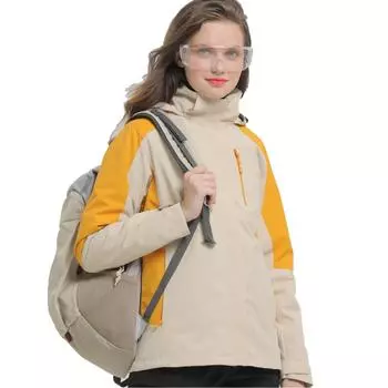 Женская рабочая одежда, комплект из двух предметов «три в одном», ветрозащитная и теплая съемная одежда для альпинизма на открытом воздухе, штурмовые костюмы XXXL чёрный