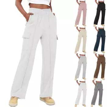 Женская рабочая одежда, спортивные штаны, повседневные свободные флисовые брюки для бега с высокой талией, женские спортивные штаны, повседневные брюки, штаны для йоги, домашняя одежда S коричневый