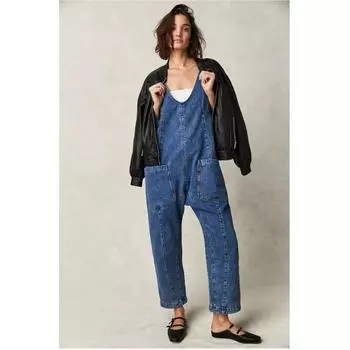 Женская рабочая одежда весна-осень джинсовые цельные брюки однотонные свободные брюки средней посадки со старыми задними брюками 3XL белый