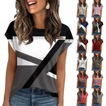 Женская рабочая повседневная модная футболка с короткими рукавами и круглым вырезом L бежевый