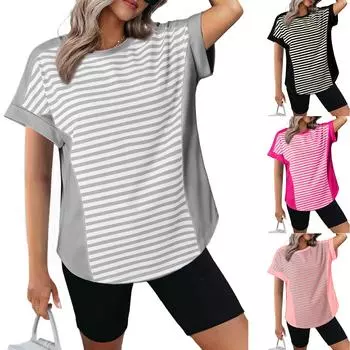 Женская рабочая рубашка с плиссировкой и рукавом 3/4, рубашка с V-образным вырезом, повседневная рубашка с завязками на талии, деловая рубашка L чёрный