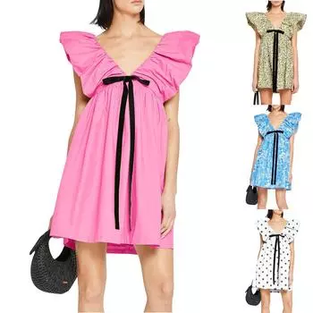 Женская рабочая рубашка с плиссировкой и рукавом 3/4, рубашка с V-образным вырезом, повседневная рубашка с завязками на талии, деловая рубашка L чёрный