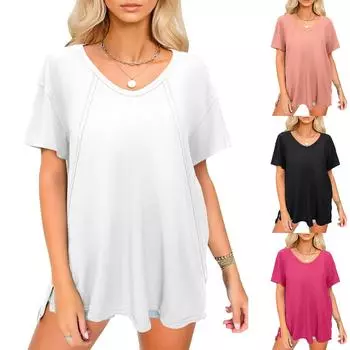 Женская рабочая рубашка с плиссировкой и рукавом 3/4, рубашка с V-образным вырезом, повседневная рубашка с завязками на талии, деловая рубашка L чёрный