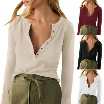 Женская рабочая рубашка с плиссировкой и рукавом 3/4, рубашка с V-образным вырезом, повседневная рубашка с завязками на талии, деловая рубашка L чёрный